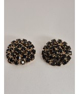 Vintage Mid Century Black Rhinestone Goldtone Shoe Clips Signed MUSI 1&quot; - $655.87 MXN