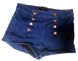 Almost Famous Shorts Womens Juniors 9 Royal Blue Button Front Daisy Duke... - $20.41