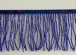 By The Yard-4&quot; Royal Blue Bugle Beaded Fringe Lamp Costume Trim - £11.16 GBP