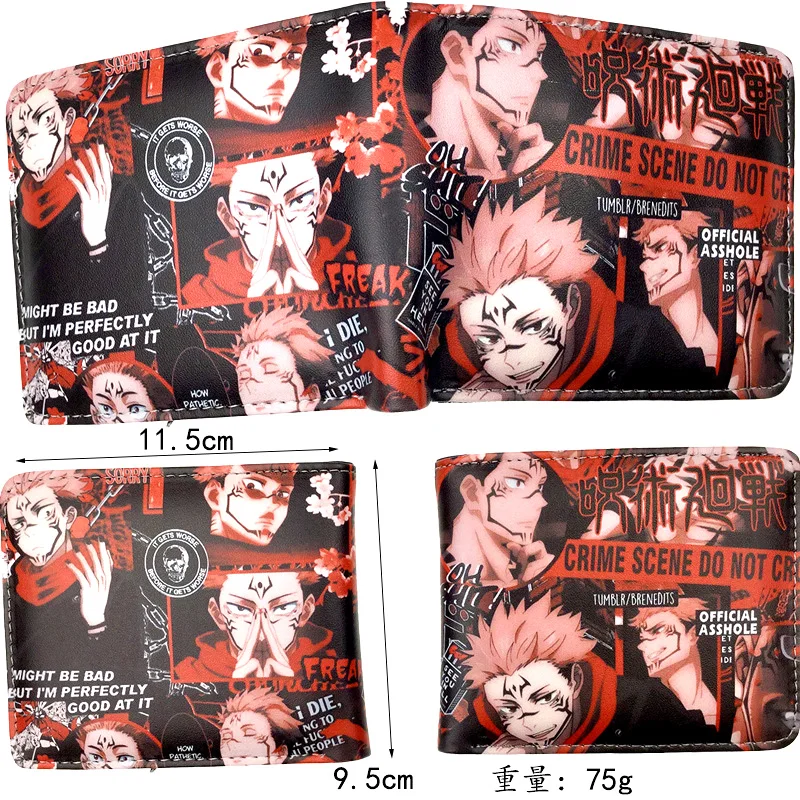 Anime Jujutsu Kaisen Itadori Yuji PU Leather Bifold Short Wallet Gojo Satoru Zip - $59.92