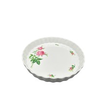 Vintage Christine Holm Ceramic Quiche Tart Plate Pan Roses Floral Pie 9.5&quot; - £19.82 GBP