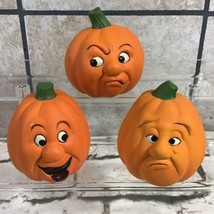 Vintage Ceramic Pumpkins Mini 3” Jack-O-Lanterns Lot Of 3 Halloween Decor - £23.45 GBP