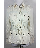 J Crew Womens Jacket Medium Button Down White Cream Belt Multiple Pocket... - $24.99