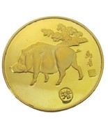 Vintage Chinese Zodiac 24k gilded Gold Coin Tokens Pig Lunar 1998 Tiger ... - £12.39 GBP
