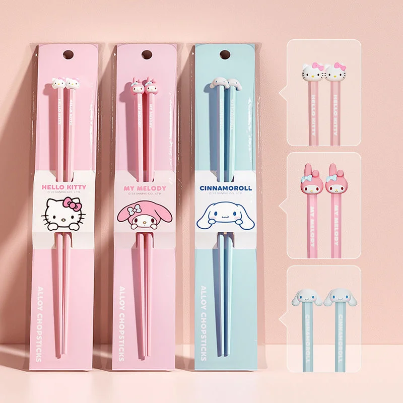 2023 New Sanrio Hello Kitty My Melody Cinnamoroll Alloy Chopsticks Tableware - £12.94 GBP