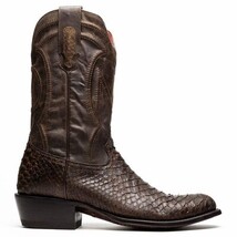Marco Di Milano Genuine Snake Skin Cowboy Boot Kansas Brown image 3
