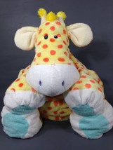 First &amp; Main Giraffe Large Plush Yellow Orange Polka Dots Cream Puff Pillow 18&quot; - £32.01 GBP