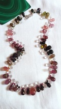 Natural Multi Tourmaline Gemstone Necklace, Colourful Beads Necklace  - $335.00+