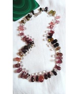 Natural Multi Tourmaline Gemstone Necklace, Colourful Beads Necklace  - £267.78 GBP+
