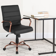 Black Mid-Back Leather Chair GO-2286M-BK-RSGLD-GG - £146.22 GBP