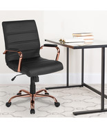 Black Mid-Back Leather Chair GO-2286M-BK-RSGLD-GG - $255.12 CAD