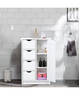 Pure White Wood Floor Storage Organizer Cabinet with 4 Drawers - £175.56 GBP