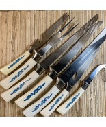 Vintage Lifetime Cutlery Blue Cornflower Utensils Carving Fork Knives Lo... - €40,91 EUR