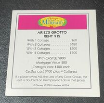 Disney Edition Monopoly Replacement Piece: Title Deed Card - Ariel's Grotto - $2.84