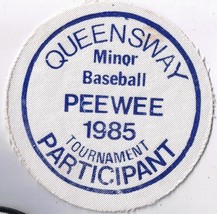 Vintage Sports Patch Canada Ontario Queensway Minor Baseball 1985 - £3.10 GBP