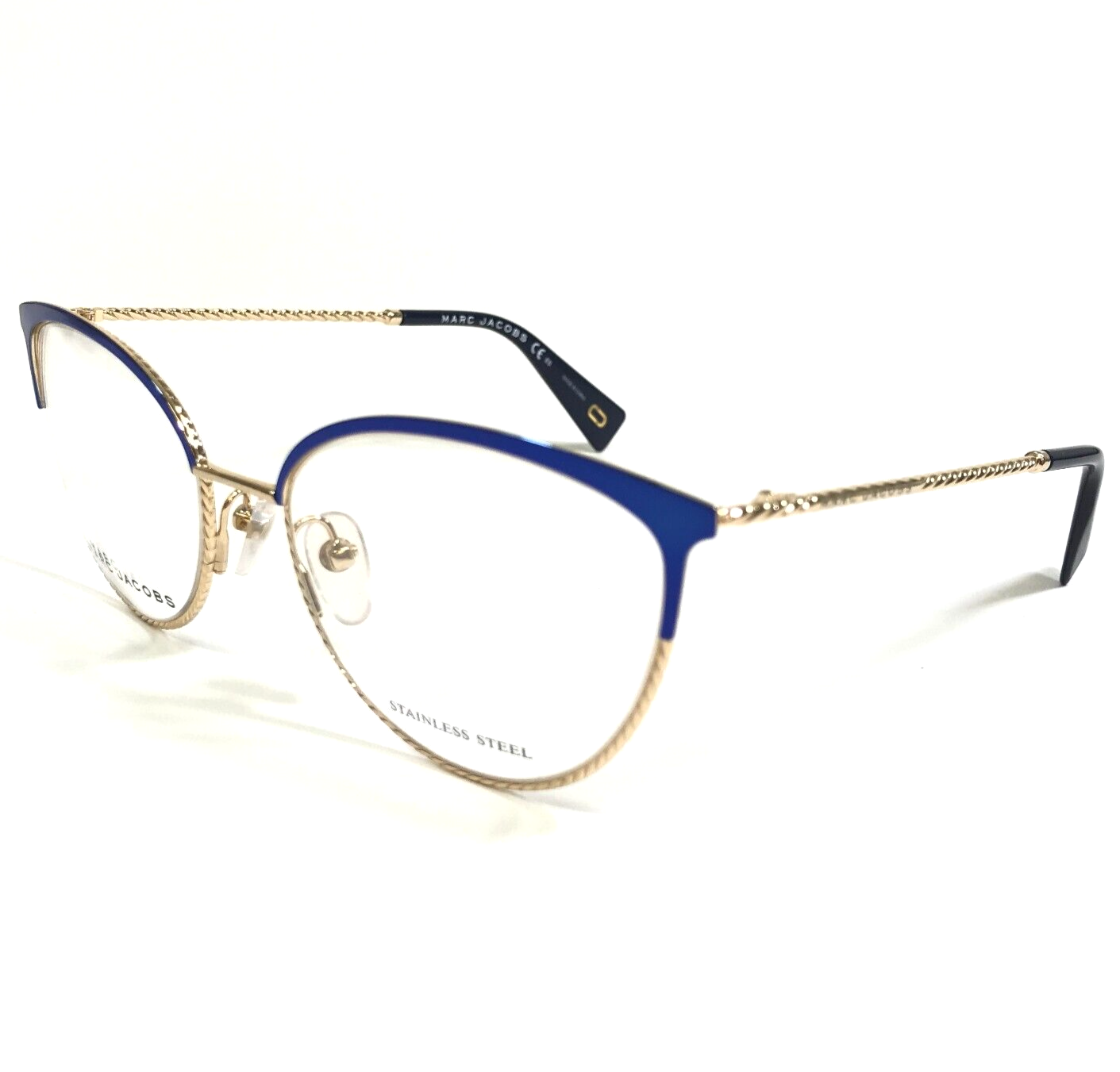 Primary image for Marc Jacobs Eyeglasses Frames MARC 256 PJP Blue Gold Cat Eye Full Rim 53-18-140