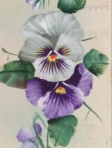Easter Greeting Hand Painted Pansies Flowers Embossed Antique Postcard 1912 - £15.68 GBP