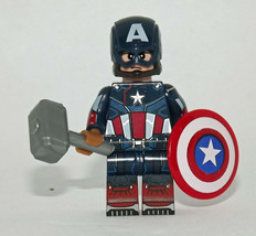 Building Block Captain America with Thor Hammer Minifigure Custom - £4.74 GBP