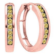 14k Rose Gold Womens Round Brown Color Enhanced Diamond Hoop Earrings 1/2 - £448.22 GBP