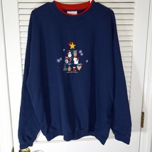 Natural Escape Navy Blue Christmas Tree Sweatshirt Size 2XL Holiday Embr... - £10.35 GBP