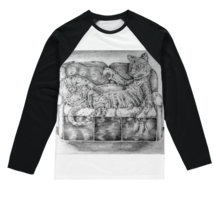 Tiger on a Couch Sublimation Baseball Long Sleeve T-Shirt - £19.92 GBP