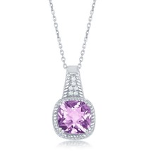 Chekered 0.58ct Amethyst Rope Design Border w/ 0.05ct Topaz Necklace - £109.11 GBP