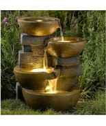 Water Fountain  Garden Patio Rustic Pots LED Light Indoor Outdoor Decor New - $4,075.83 MXN