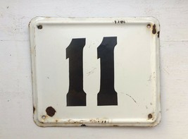 Vintage Enameled Metal House Number Plaque / Sign, Retro Enamel Address sign 11 - £20.04 GBP