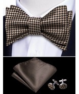 Self-Tie Bowtie, Hanky, &amp; Cufflinks: Black &amp; Gold (Checkerd) - $27.73 CAD