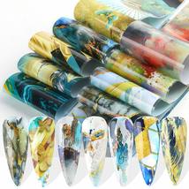 10pcs Nail Decoration DIY Transfer Decals Set Manicure Nail Stickers Nail Foil G - £8.56 GBP