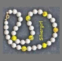 Vintage Painted Glass Necklaces White/Yellow White/Pink - £8.10 GBP