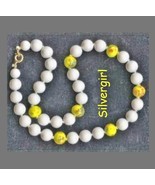 Vintage Painted Glass Necklaces White/Yellow White/Pink - £8.15 GBP