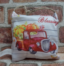 Mini Red Pickup Truck Pillow HANGING Thanksgiving Fall Decor Harvest Blessings - £7.16 GBP