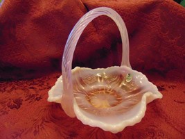 Fenton Art Glass Chiffon Pink Opalescent Mini Basket - £69.58 GBP