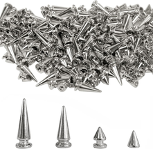 200 Sets Silver Cone Spikes Multiple Sizes Screw Back Studs Punk Rock Bu... - £20.18 GBP