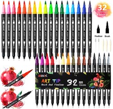 Zscm 32 Colors Duo Tip Brush Markers Art Pen Set, Artist Fine And Brush Tip - $22.99