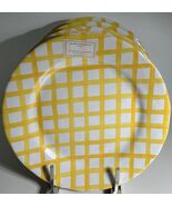 MELAMINE White &amp; Yellow White Plaid  11&quot; Dinner Plates Set 4 New - $543.90 MXN