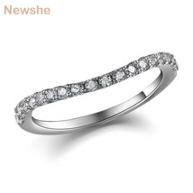 Newshe 925 Sterling Silver Stackable Wedding Ring Engagement Band For Women Curv - £37.15 GBP