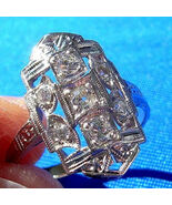 EARTH MINED DIAMOND Deco Statement Engagement Ring Vintage Style 14K WHI... - $1,895.25