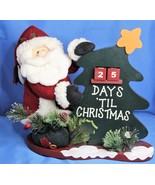 Christmas Countdown Wooden Tree Plush Santa Claus 2 Wooden Number Squares - £12.74 GBP