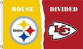 Pittsburgh Steelers and Kansas City Cheifs Divided Flag 3x5ft - £13.89 GBP