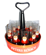 12 Peters Kolsch Cologne German Beer Glasses &amp; Peters Kolsch Kranz Servi... - £139.92 GBP