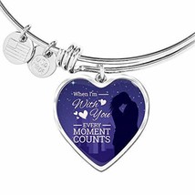 Express Your Love Gifts When I&#39;m with You Every Moment Counts Heart Bangle Engra - £37.92 GBP