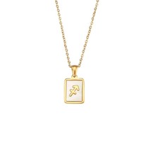 18k Gold Plated Zodiac Necklace with Mother Pearl - Personalized Spiritual Jewel - £23.63 GBP