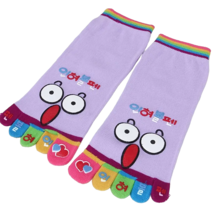 Women&#39;s Expression Pattern Graphic Cotton Toe Socks - New - Purple - £7.96 GBP