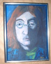 Signed Cara &quot;Untitled&quot; Portrait John Lennon Acrylic Art - £382.54 GBP