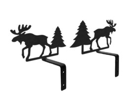 Wrought Iron Curtain Swags Pair Of 2 Moose Pine Tree Silhouette Window Treatment - £19.01 GBP