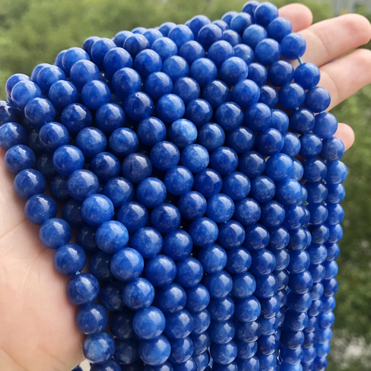 100%  Natural Blue Kyanite Stone Beads Round Loose Spacer Beads For Jewelry - £11.01 GBP+