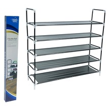 Shoe Rack Organizer Storage Holds 25 Pairs Shoes 5 Tier Free Standing Black - £21.27 GBP