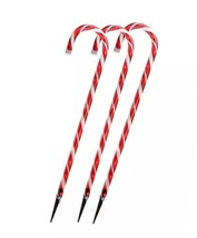 Northlight Seasonal Set of 3 Shimmering Candy Cane Christmas Pathway Markers - £25.01 GBP
